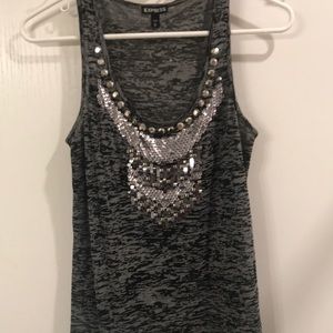 Grey sequence tank top